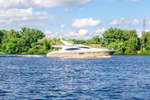 Scenic river and yacht